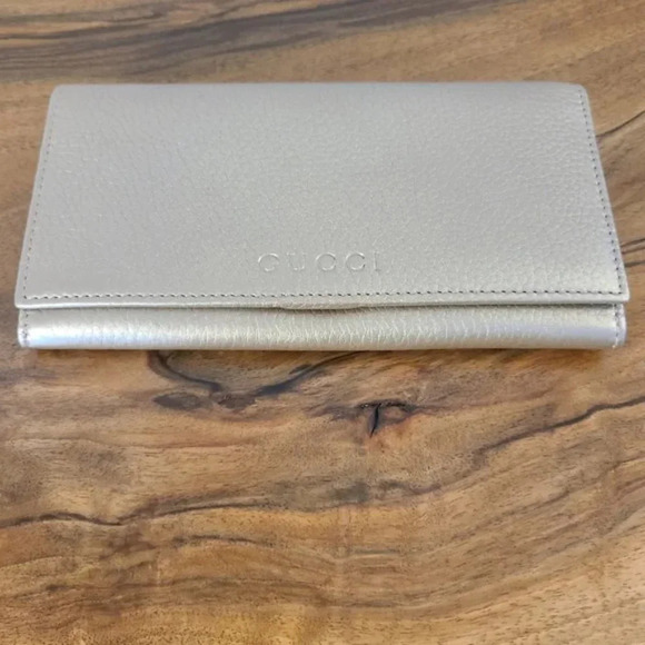 Gucci Continental Bronze Metallic Long Leather Wallet - Picture 1 of 16